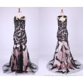 A-Line Sleeveless Lace Wedding Dresses 2015 Black Chiffon Court Train Wedding Gown